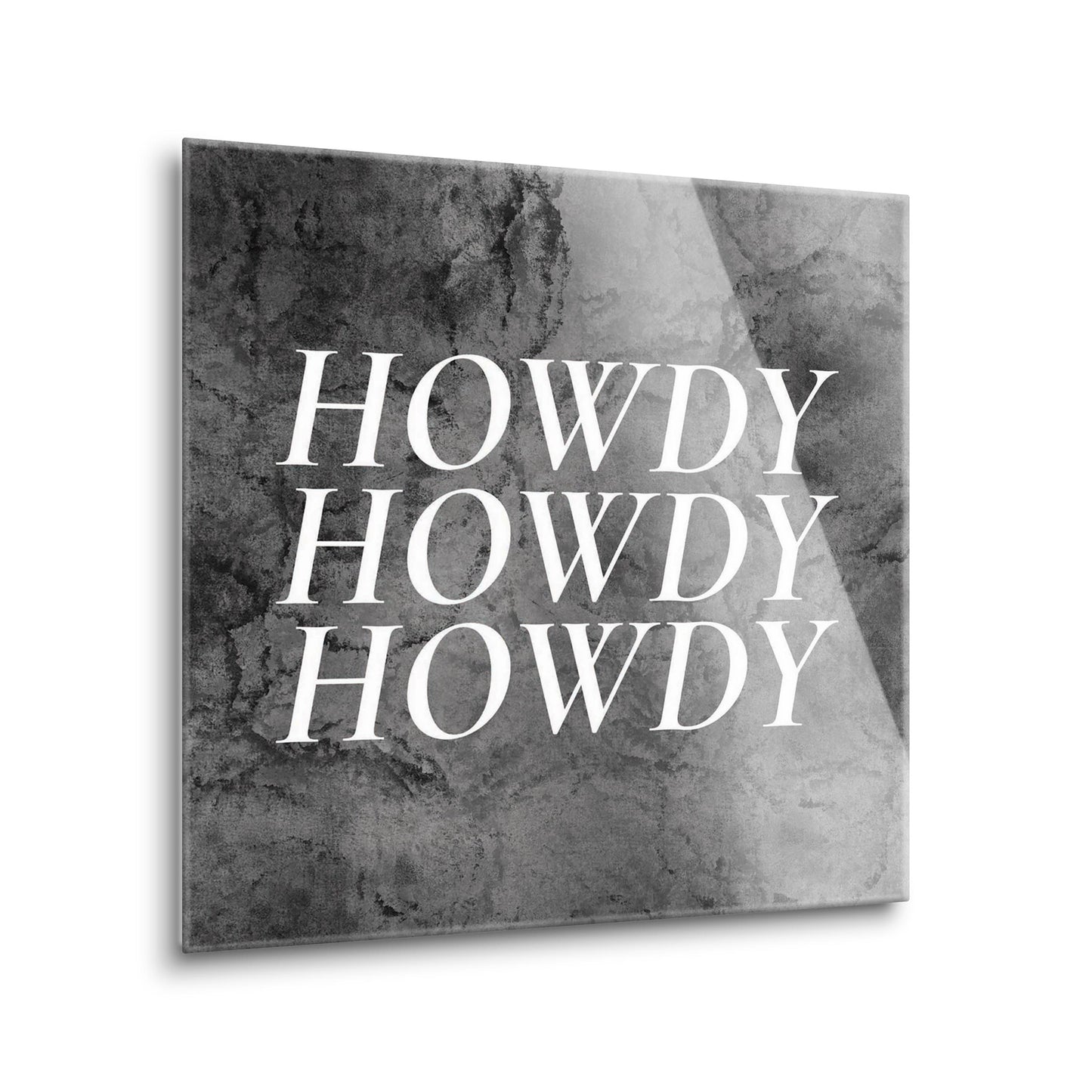Minimalistic B&W Texas Textured Howdy| Hi-Def Glass Art | Eaches | Min 2