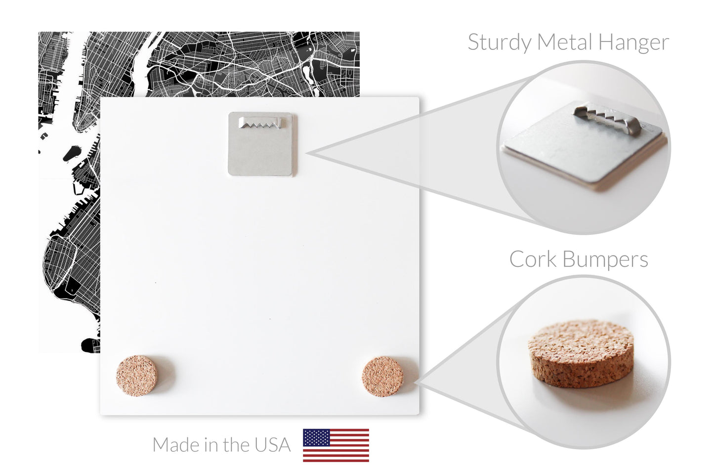Minimalistic B&W New York Brooklyn Map | Hi-Def Glass Art | Eaches | Min 2
