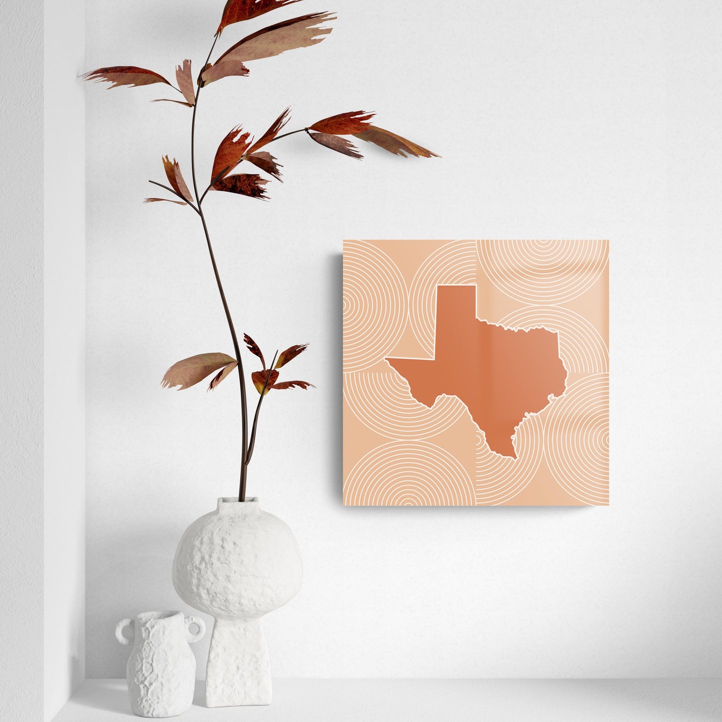 Modern Minimalist Texas State Shape With Pattern | Hi-Def Glass Art | Eaches | Min 2