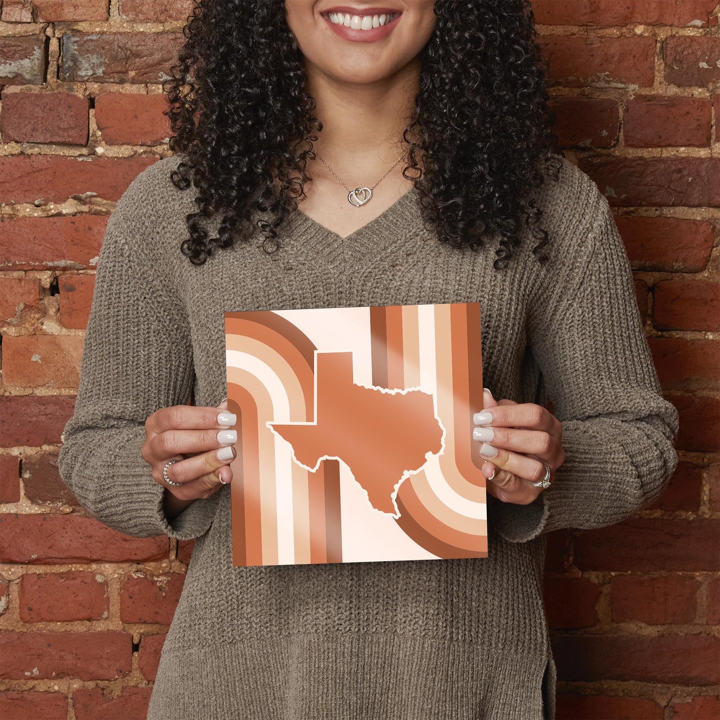Modern Minimalist Texas State Shape Retro Lines | Hi-Def Glass Art | Eaches | Min 2
