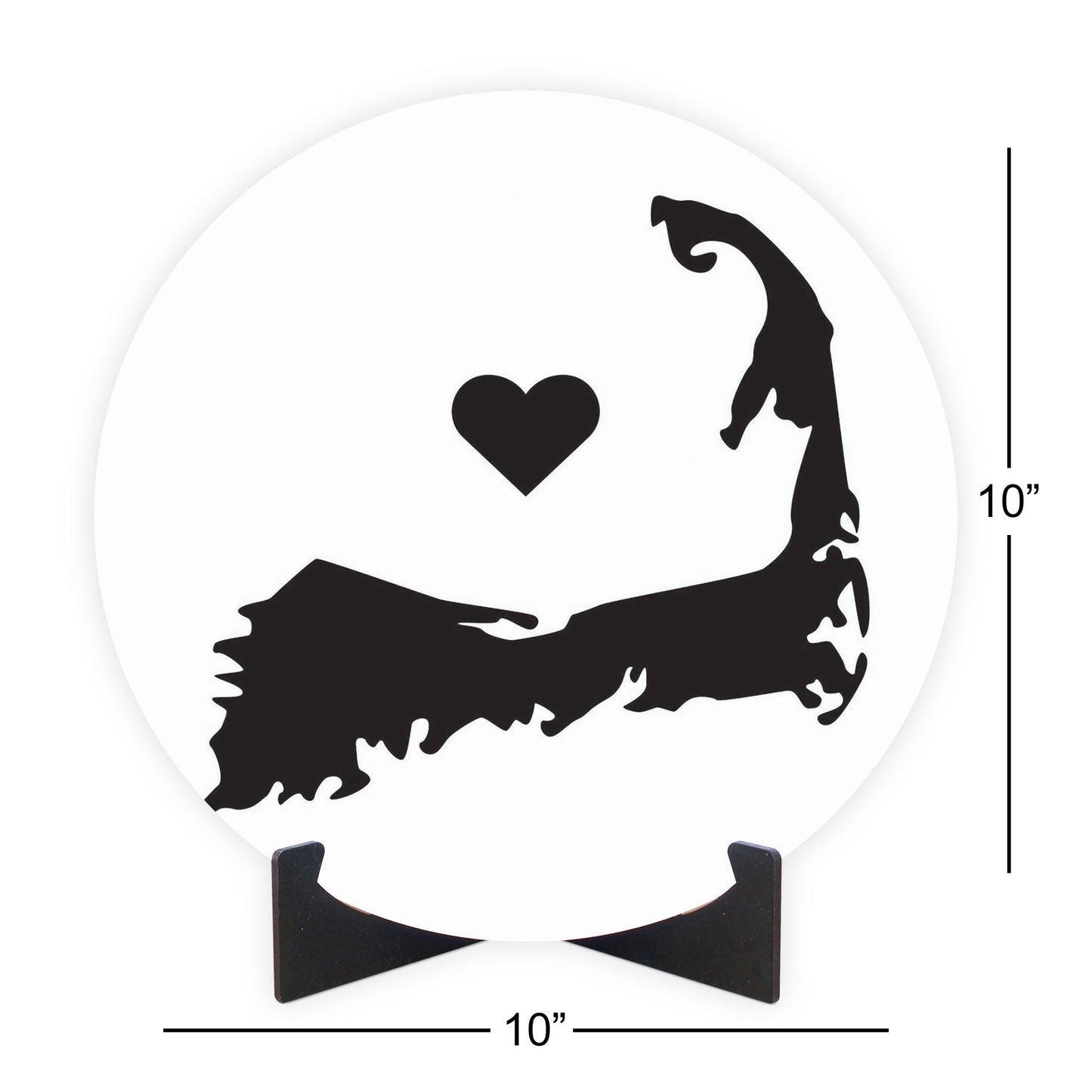 Minimalistic B&W Cape Cod With Heart | Wood Sign | Eaches | Min 1