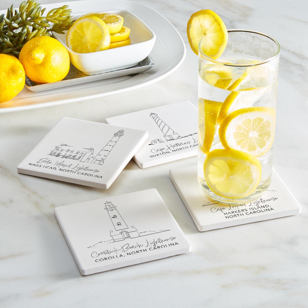 North Carolina Lighthouses| Absorbent Coasters | Set of 4 | Min 2