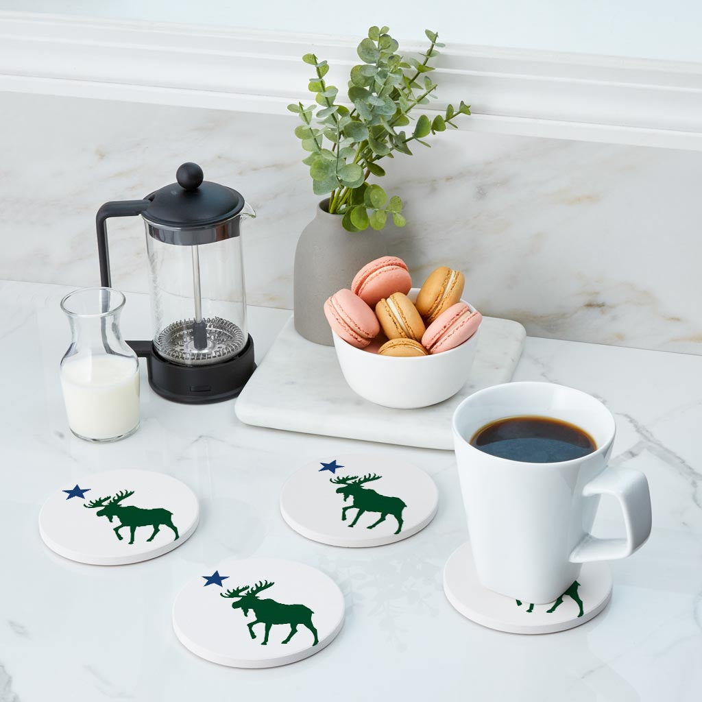 New England Star And Moose| Absorbent Coasters | Set of 4 | Min 2