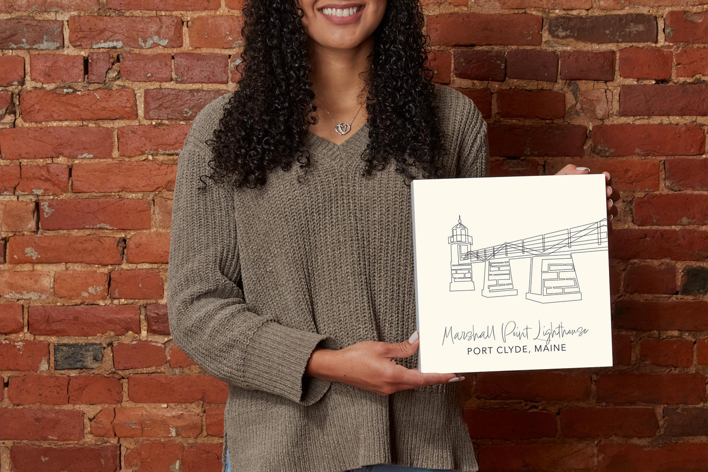 Cream Marshall Point Lighthouse | Wood Block | Eaches | Min 2