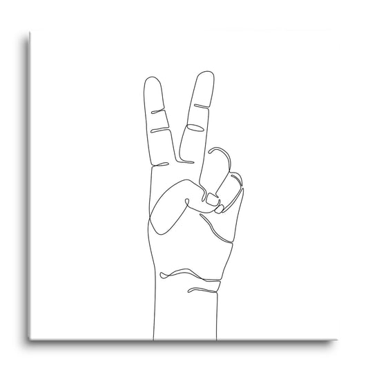 Peace Hand Sign Line Drawing | Hi-Def Glass Art | Eaches | Min 1