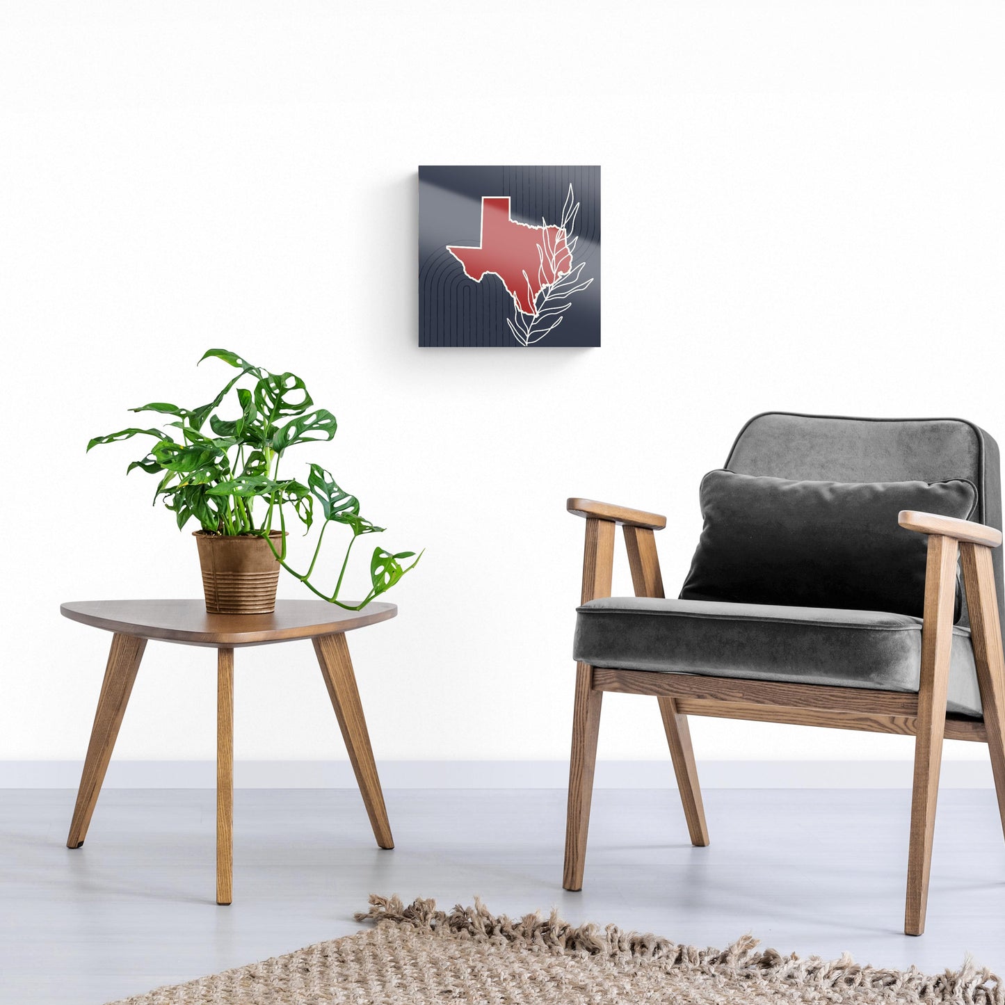 Modern Minimalist Texas Colors Shape Leaf | Hi-Def Glass Art | Eaches | Min 1