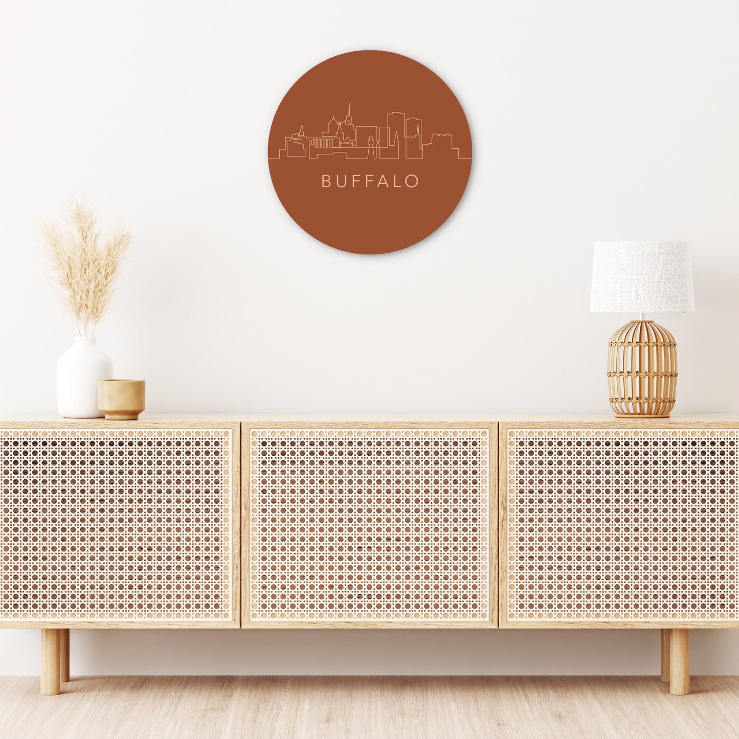 Modern Minimalist New York Buffalo Skyline | Wood Sign | Eaches | Min 1