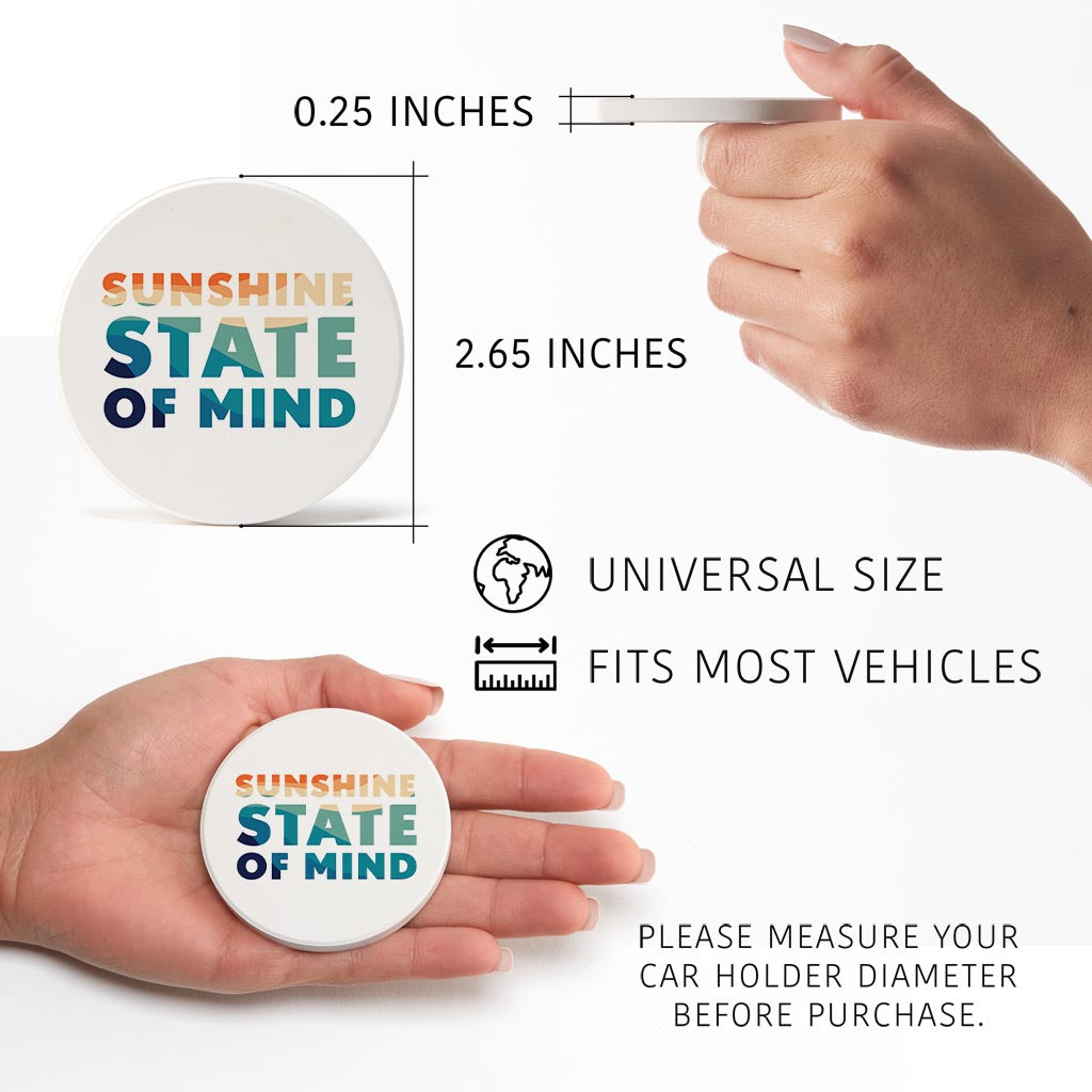 Sunshine State Of Mind | Absorbent Car Coasters | Set of 2 | Min 4