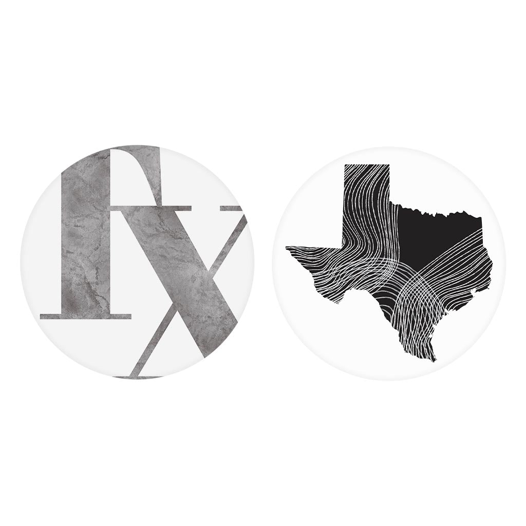Modern Black White Texas Set | Absorbent Car Coasters | Set of 2 | Min 4