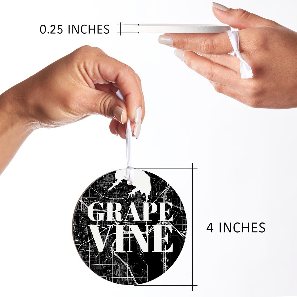 Minimalistic B&W Texas Grapevine Map | Wood Ornament | Eaches | Min 6