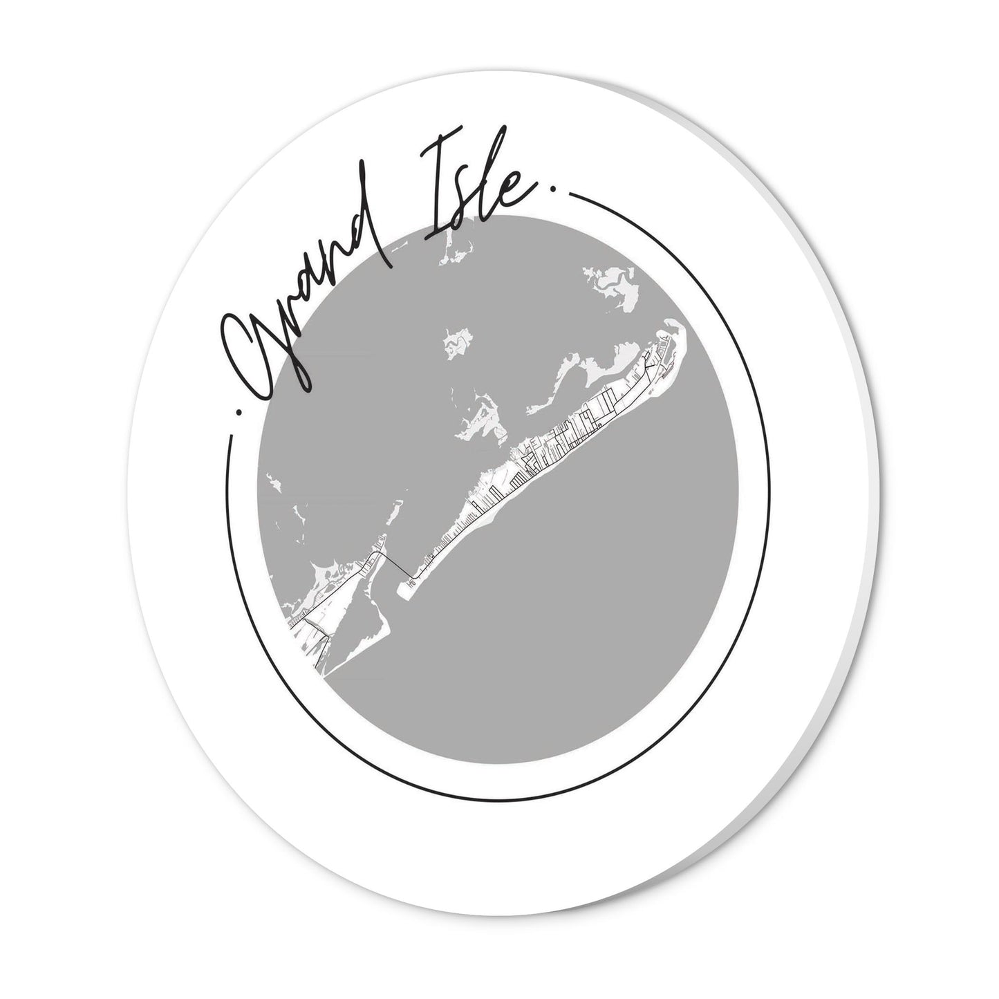 Minimalist B&W Louisiana Grand Isle Circle Map | Wood Sign | Eaches | Min 1