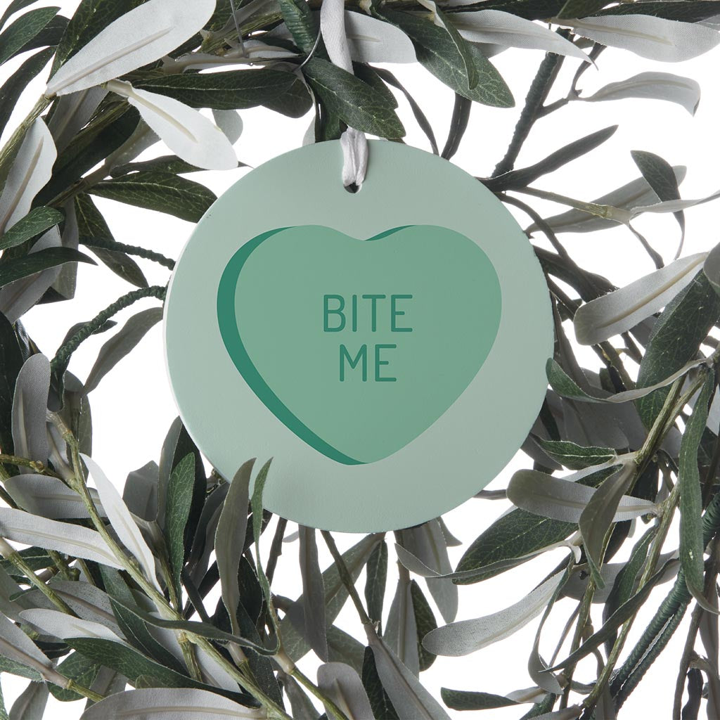 Funny Message Hearts Bite Me | Wood Ornament | Eaches | Min 6