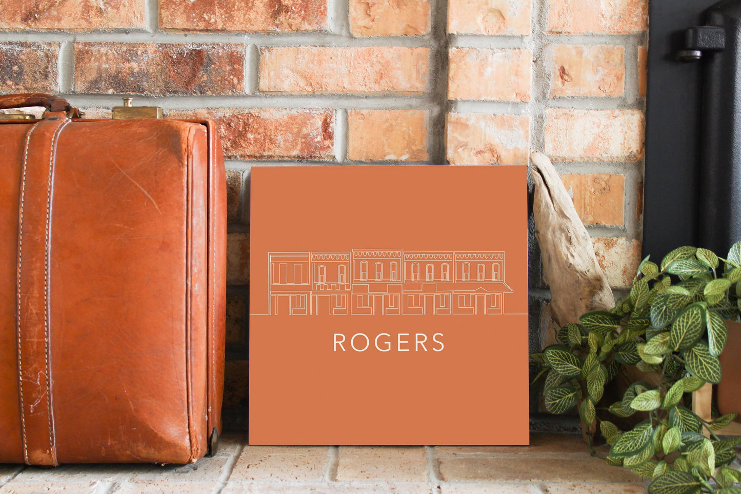 Modern Minimalist Arkansas Rogers Skyline | Wood Sign | Eaches | Min 2