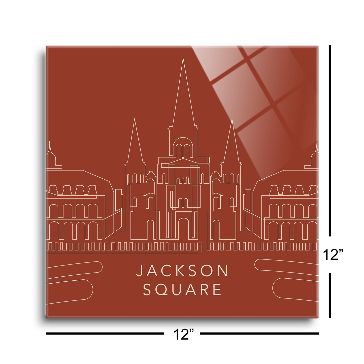 Modern Minimalist Louisiana Jackson Square Line Drawing | Hi-Def Glass Art | Eaches | Min 1