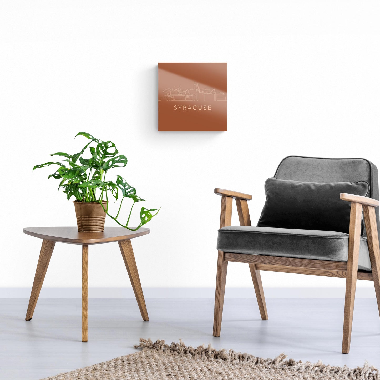 Modern Minimalist New York Syracuse Skyline | Hi-Def Glass Art | Eaches | Min 1