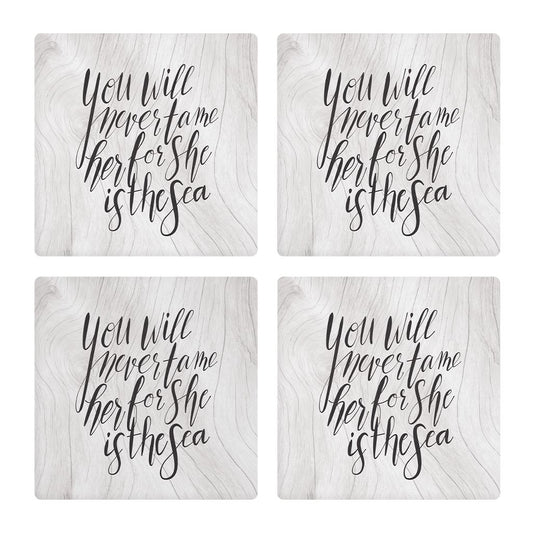 New England Calligraphy Saying | Absorbent Coasters | Set of 4 | Min 2