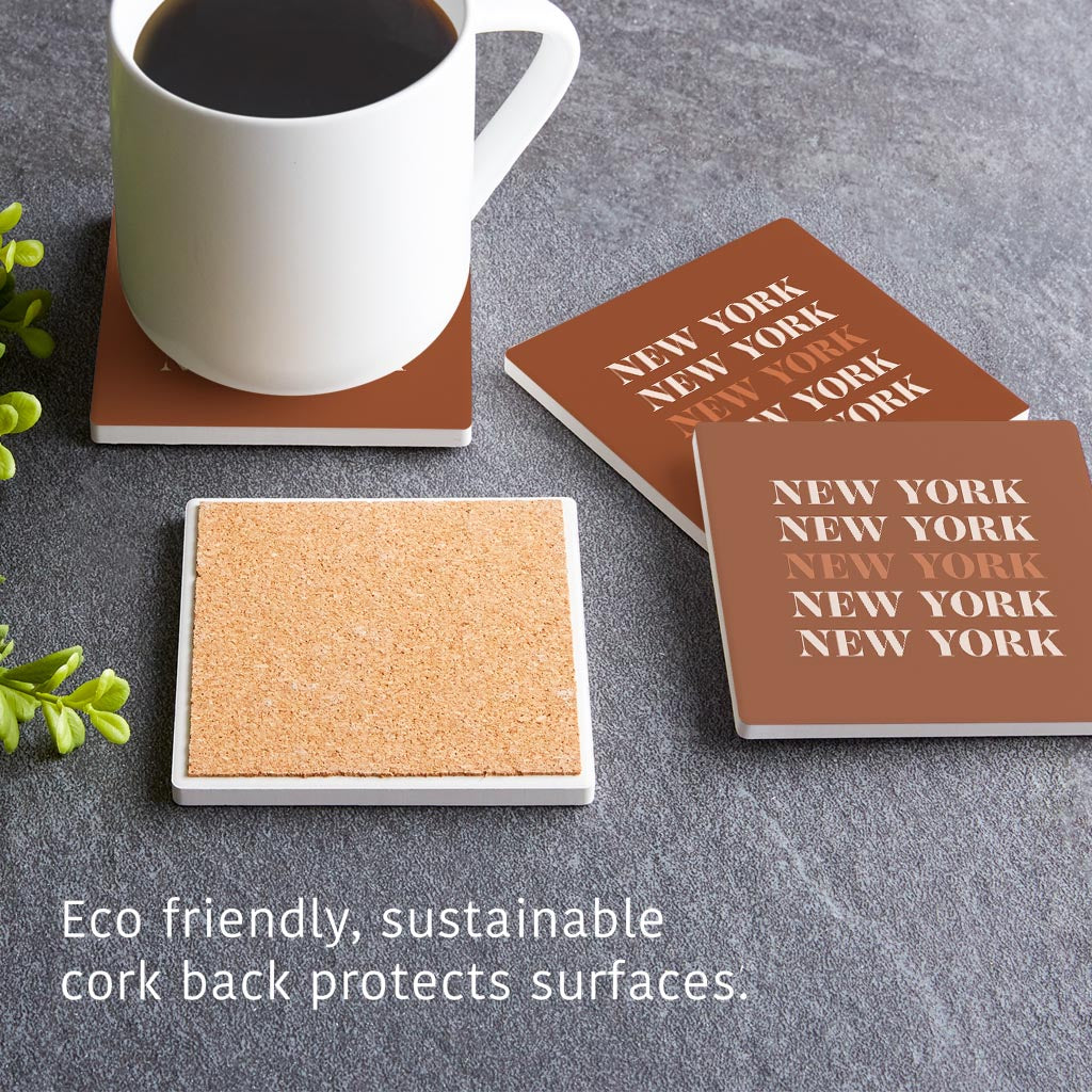 Modern Minimalist New York Repeated Dark | Absorbent Coasters | Set of 4 | Min 2