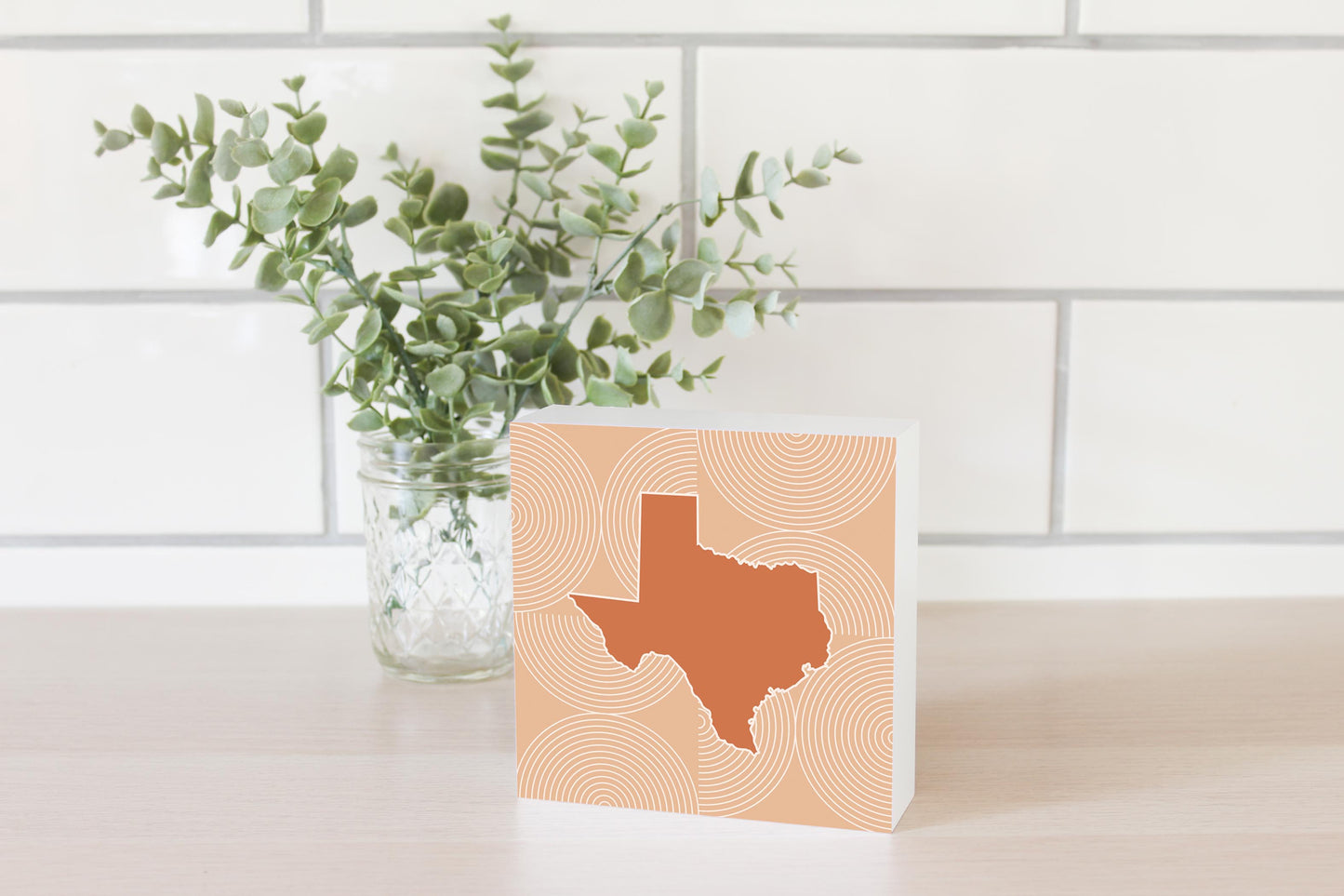 Modern Minimalist Texas State Shape With Pattern | Wood Block | Eaches | Min 4