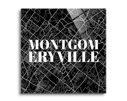 Minimalistic B&W Pennsylvania Montgomeryville Map | Hi-Def Glass Art | Eaches | Min 2