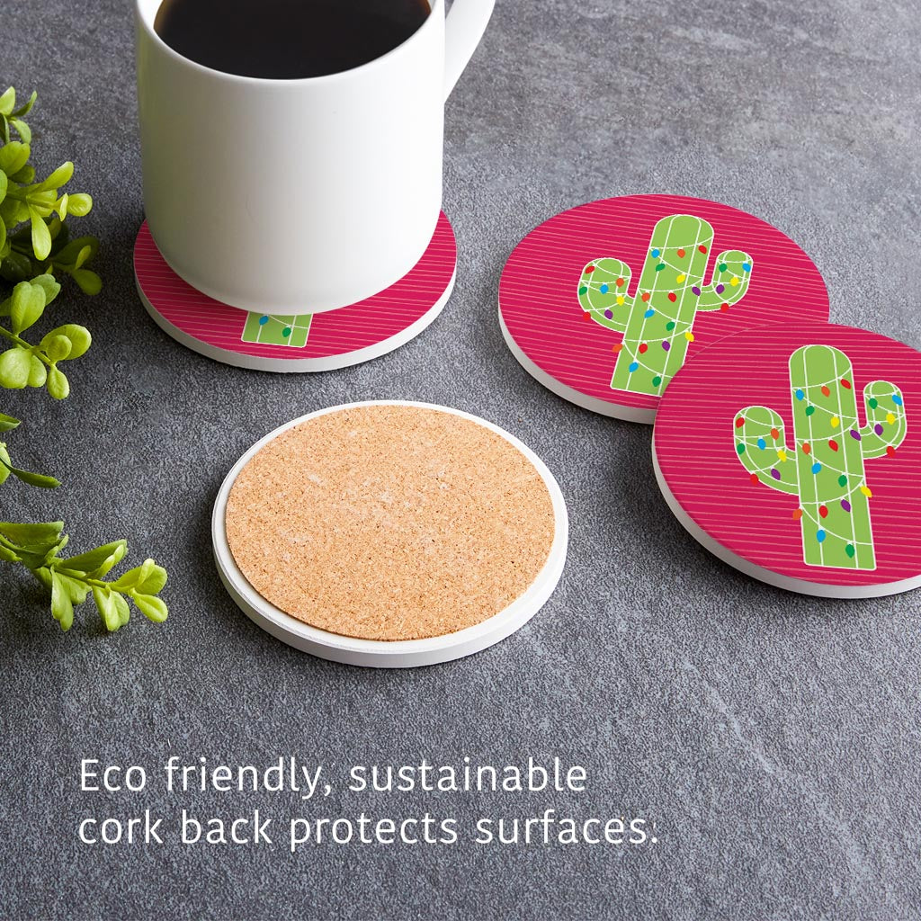 Bright Christmas Cactus| Absorbent Coasters | Set of 4 | Min 2