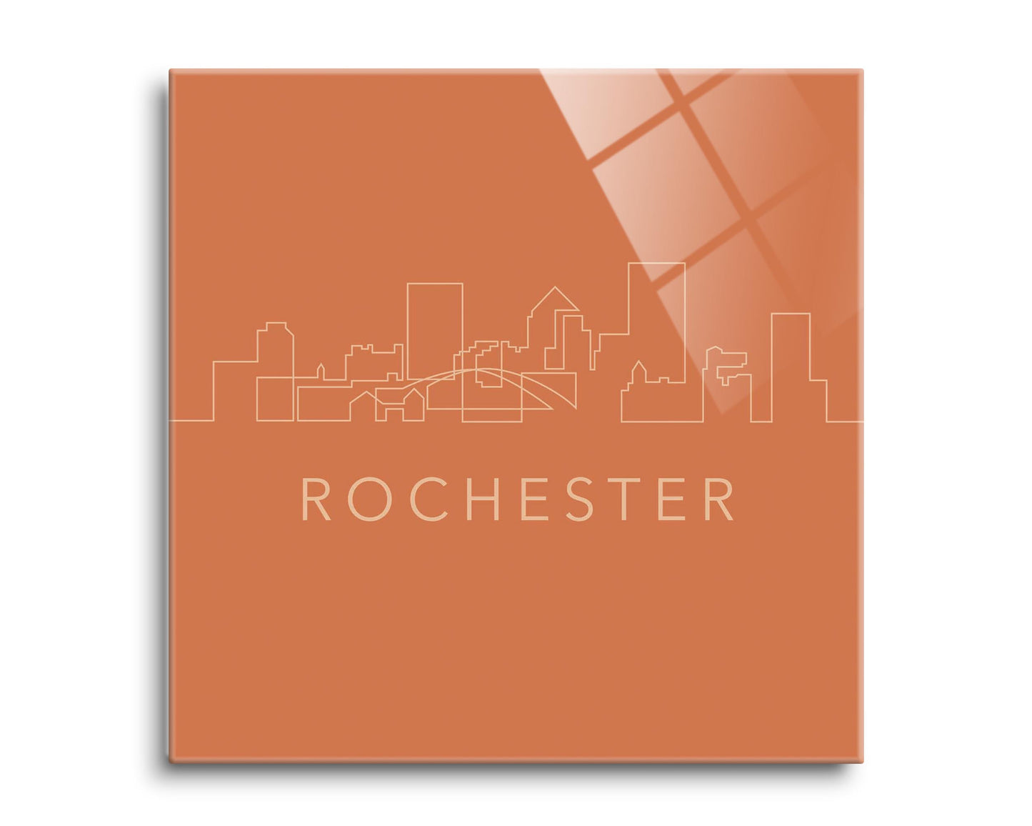 Modern Minimalistic New York Rochester Skyline | Hi-Def Glass Art | Eaches | Min 2