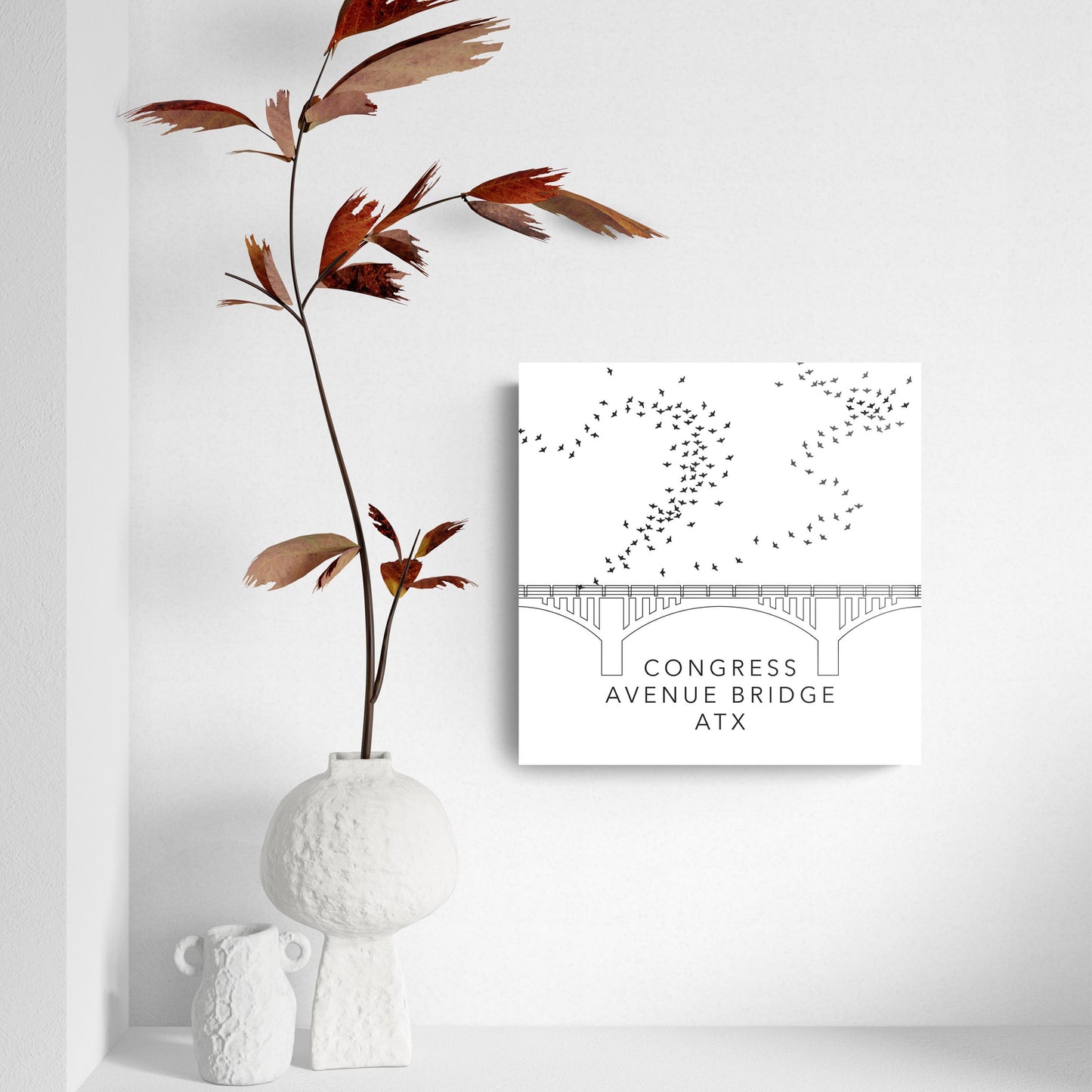 Minimalist B&W Texas Austin Congress Avenue Bridge | Hi-Def Glass Art | Eaches | Min 2