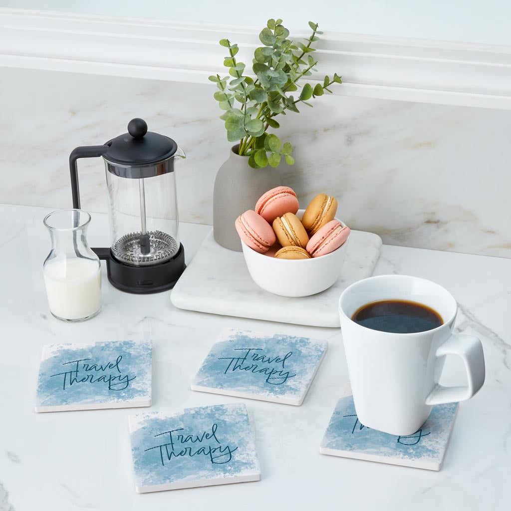 Travel Therapy Water Color | Absorbent Coasters | Set of 4 | Min 2
