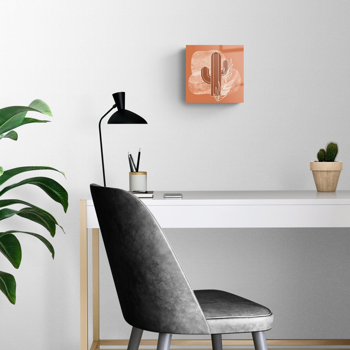 Modern Minimalist Texas Cactus | Hi-Def Glass Art | Eaches | Min 2