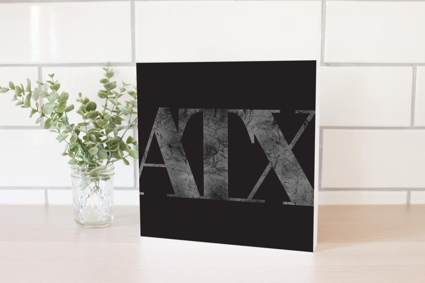 Minimalistic B&W Texas Austin Black Initials | Wood Block | Eaches | Min 2
