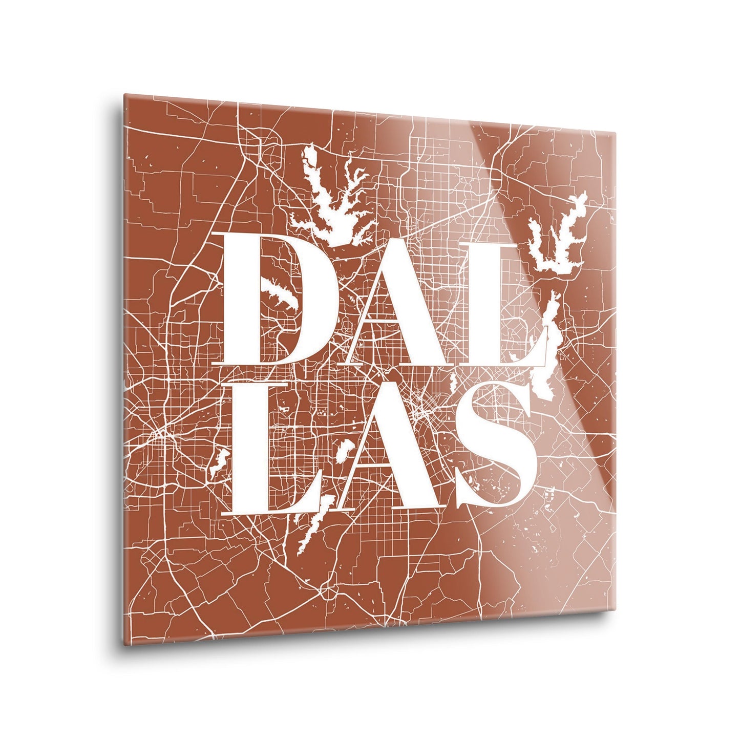 Modern Minimalist Dallas Texas Map | Hi-Def Glass Art | Eaches | Min 2