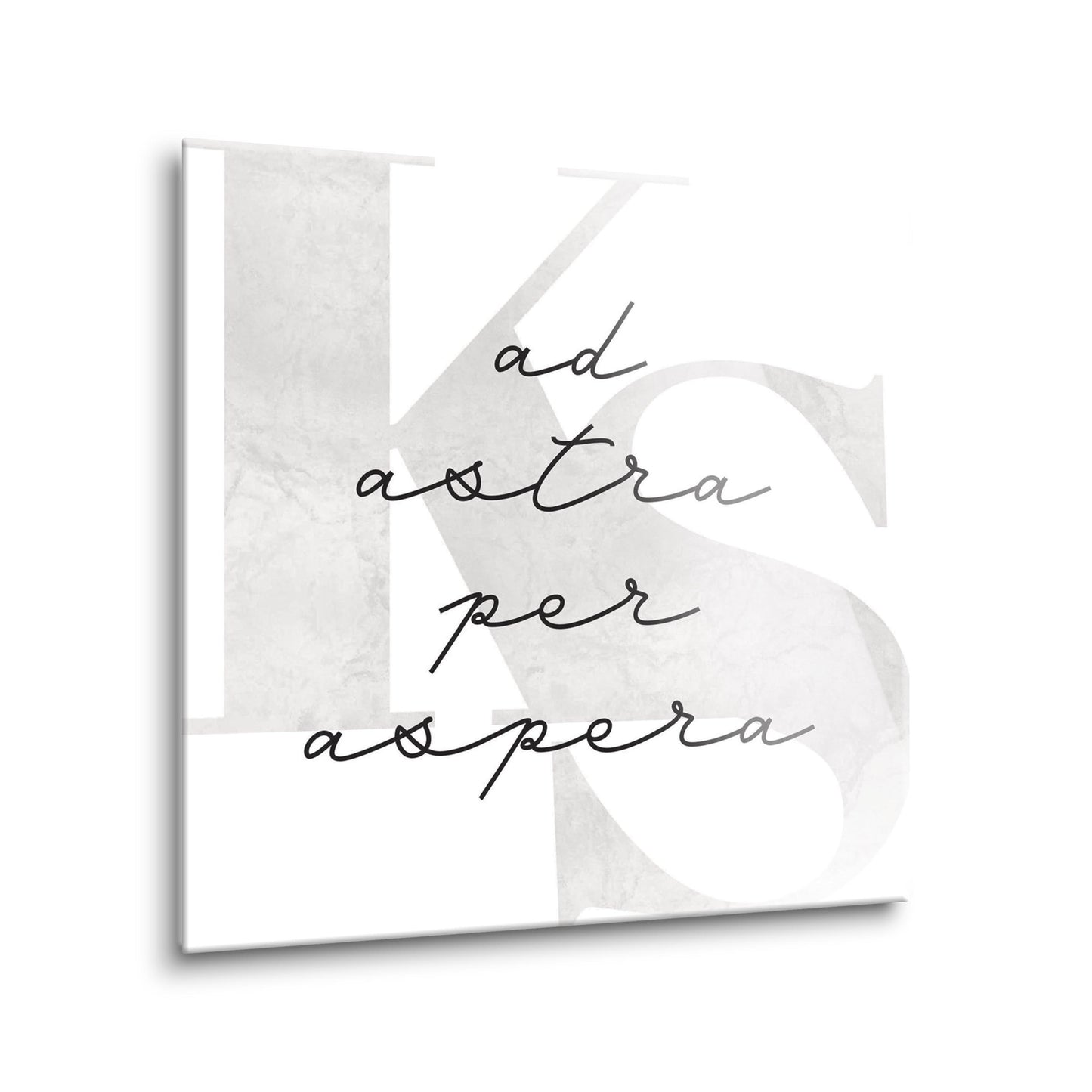 Minimalist B&W Kansas Ad Astra Per Aspera | Hi-Def Glass Art | Eaches | Min 2