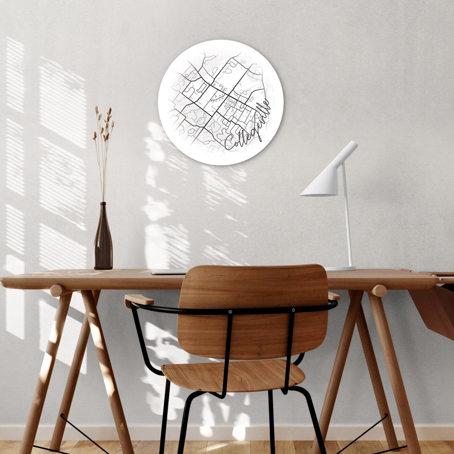 Minimalistic B&W Pennsylvania Collegeville Circle Map | Wood Sign | Eaches | Min 1