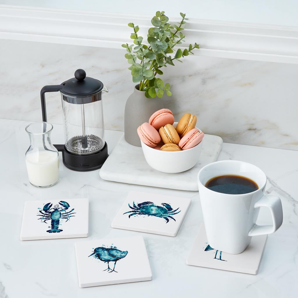 New England Water Color Animals | Absorbent Coasters | Set of 4 | Min 2