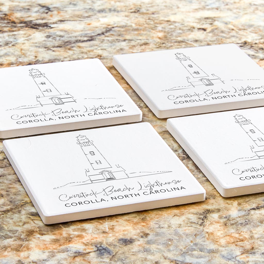 Currituck Beach Lighthouse | Absorbent Coasters | Set of 4 | Min 2
