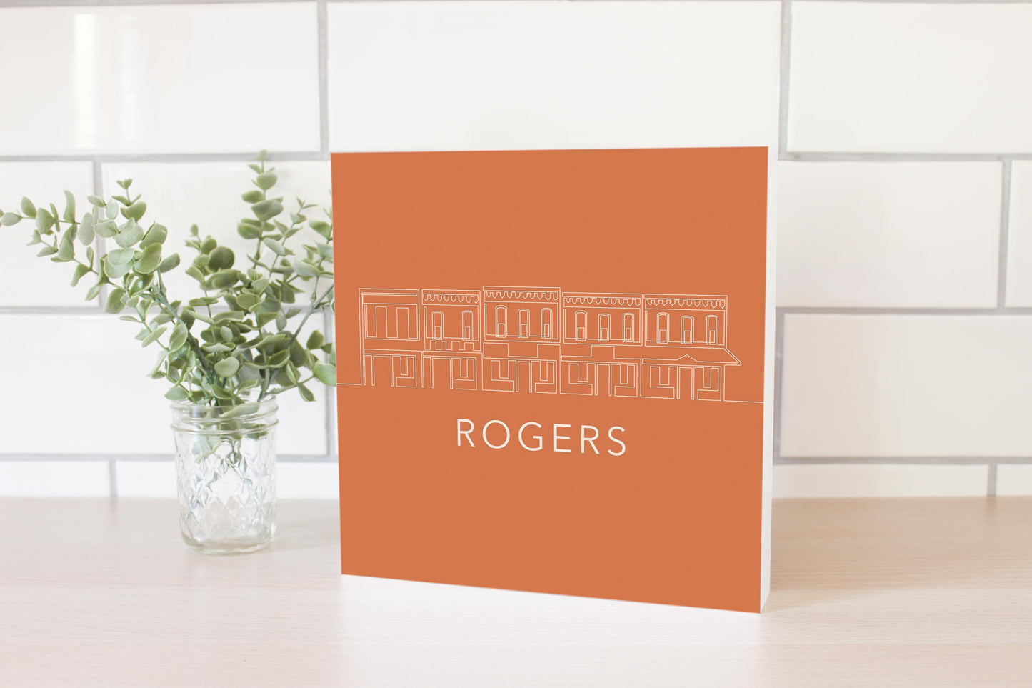 Modern Minimalist Arkansas Rogers Skyline | Wood Block | Eaches | Min 2