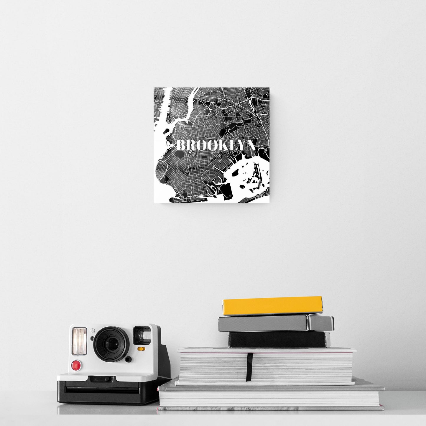 Minimalistic B&W New York Brooklyn Map | Hi-Def Glass Art | Eaches | Min 2
