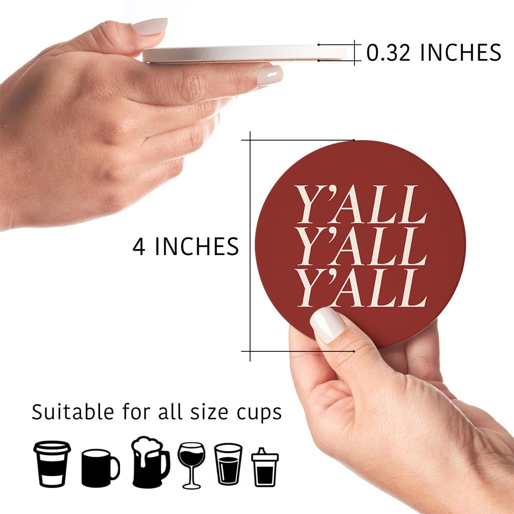 Modern Minimalist Oklahoma Yall | Absorbent Coasters | Set of 4 | Min 2