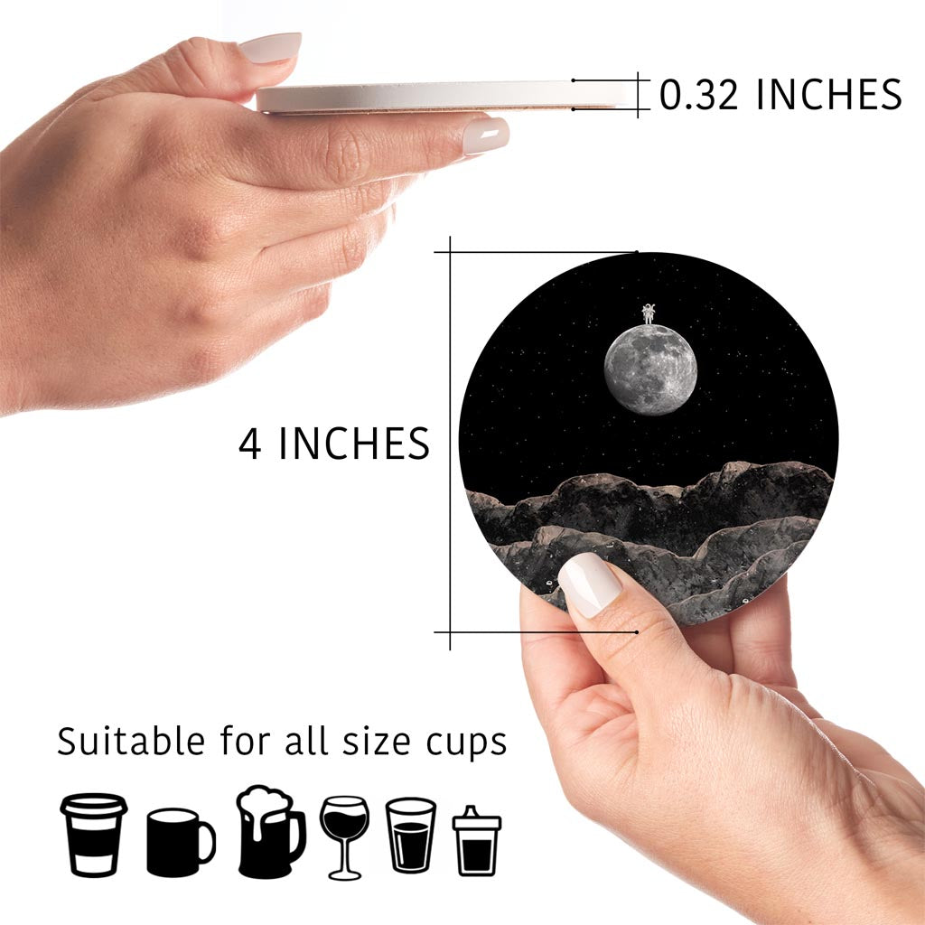 Tiny Moon Man | Absorbent Coasters | Set of 4 | Min 2