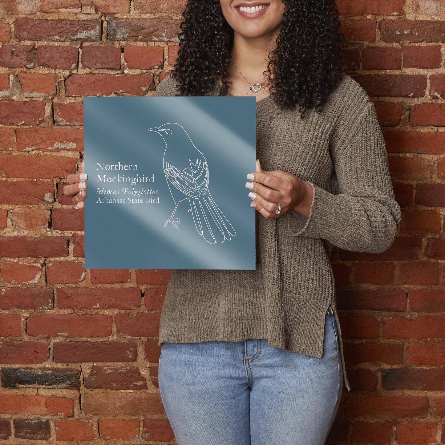 Modern Minimalist Arkansas Mockingbird | Hi-Def Glass Art | Eaches | Min 1