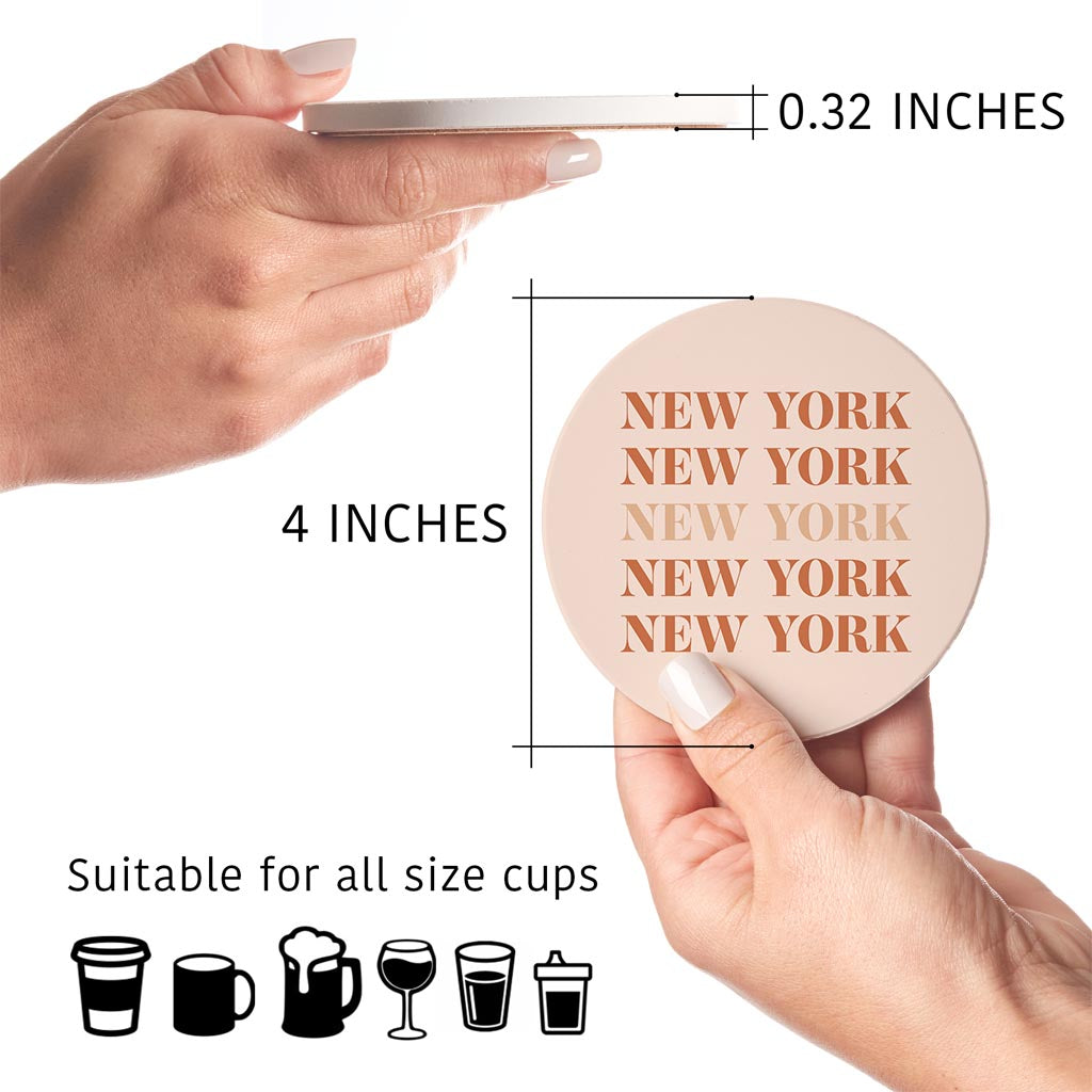 Modern Minimalist New York Repeated Light | Absorbent Coasters | Set of 4 | Min 2