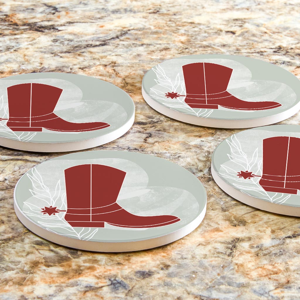 Modern Minimalist Oklahoma Boot | Absorbent Coasters | Set of 4 | Min 2