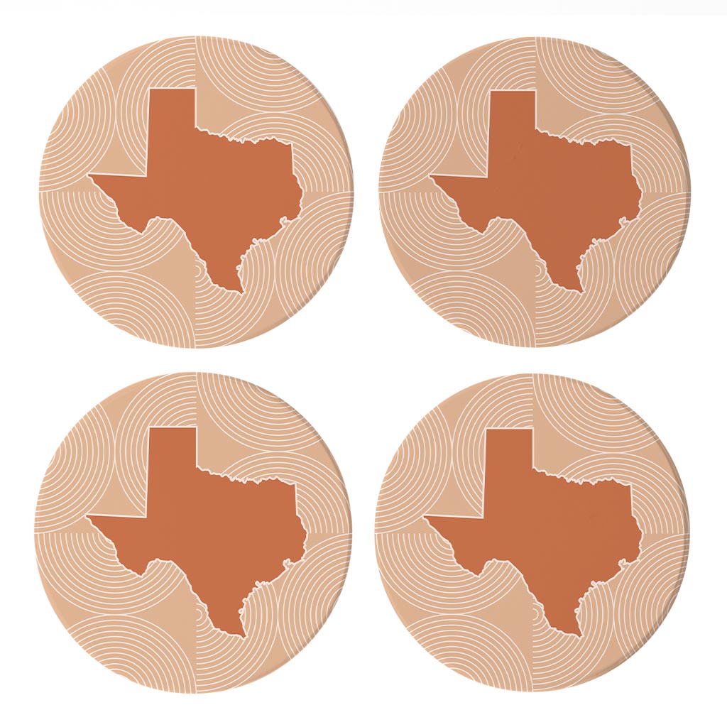 Modern Minimalist Texas State Shape With Pattern | Absorbent Coasters | Set of 4 | Min 2