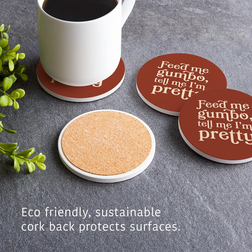 Modern Minimalist Louisiana Gumbo Saying | Absorbent Coasters | Set of 4 | Min 2