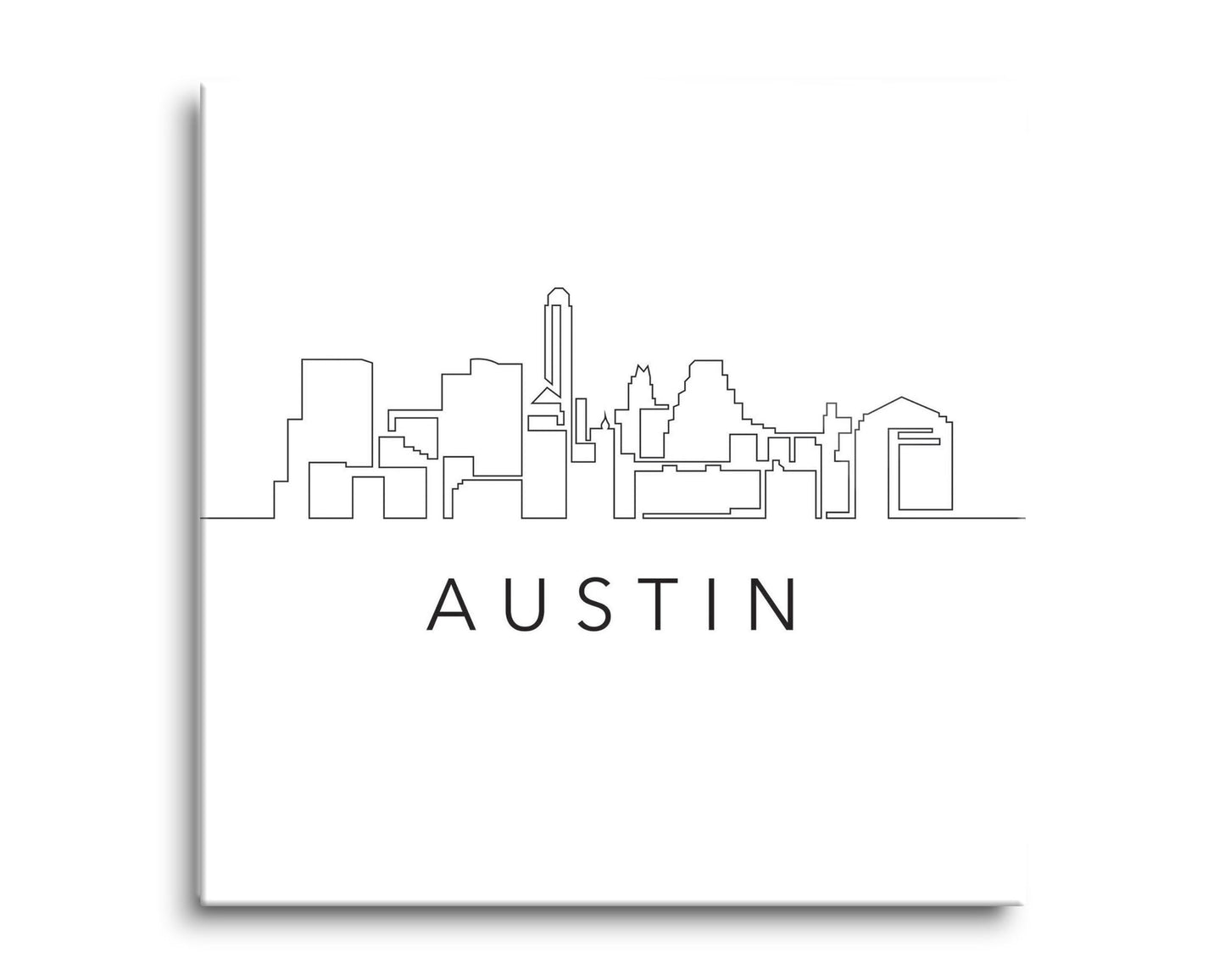 Minimalist B&W Texas Austin Skyline | Hi-Def Glass Art | Eaches | Min 2