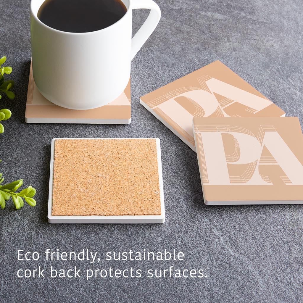 Modern Minimalist Pennsylvania Pa Initials Light | Absorbent Coasters | Set of 4 | Min 2