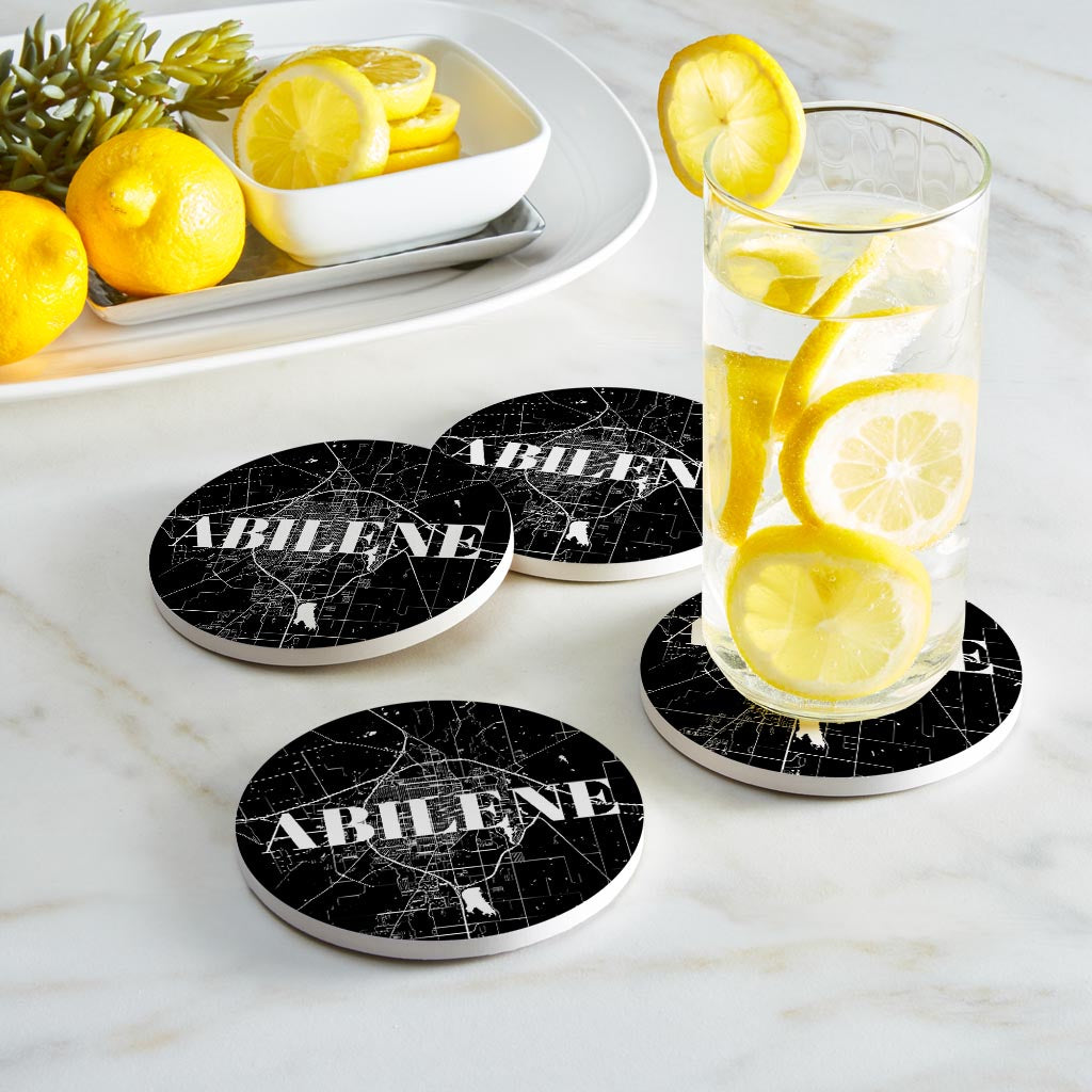 Minimalist B&W Texas Abilene Map| Absorbent Coasters | Set of 4 | Min 2