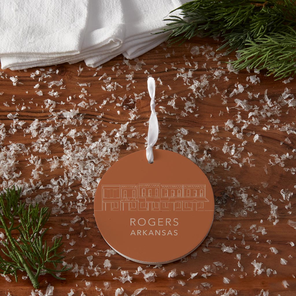 Modern Minimalist Arkansas Rogers Skyline State | Wood Ornament | Eaches | Min 6
