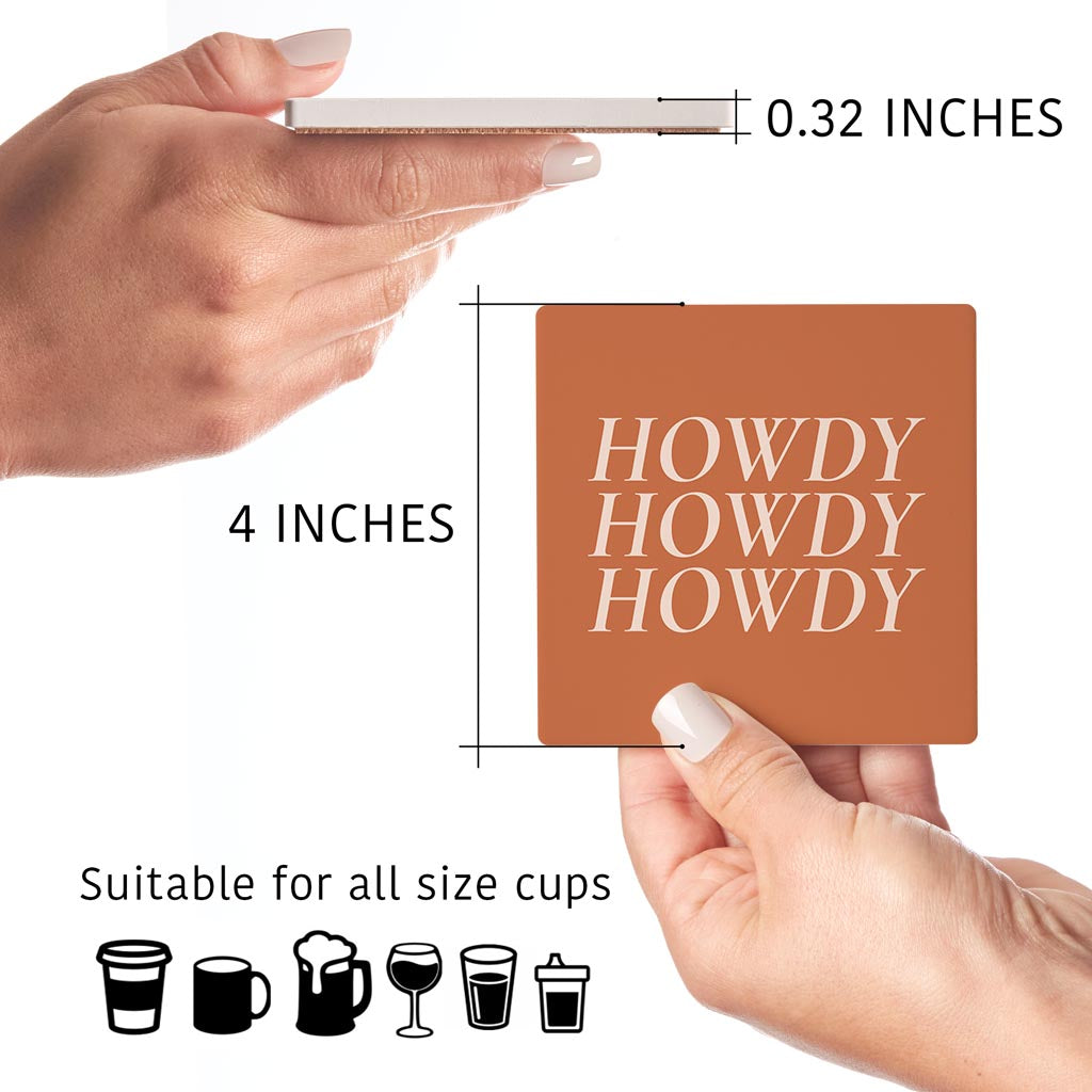 Modern Minimalist Texas Howdy | Absorbent Coasters | Set of 4 | Min 2