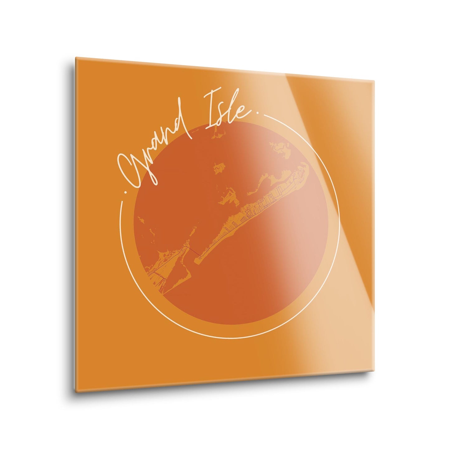 Louisiana Colorful Grand Isle Circle Map | Hi-Def Glass Art | Eaches | Min 1