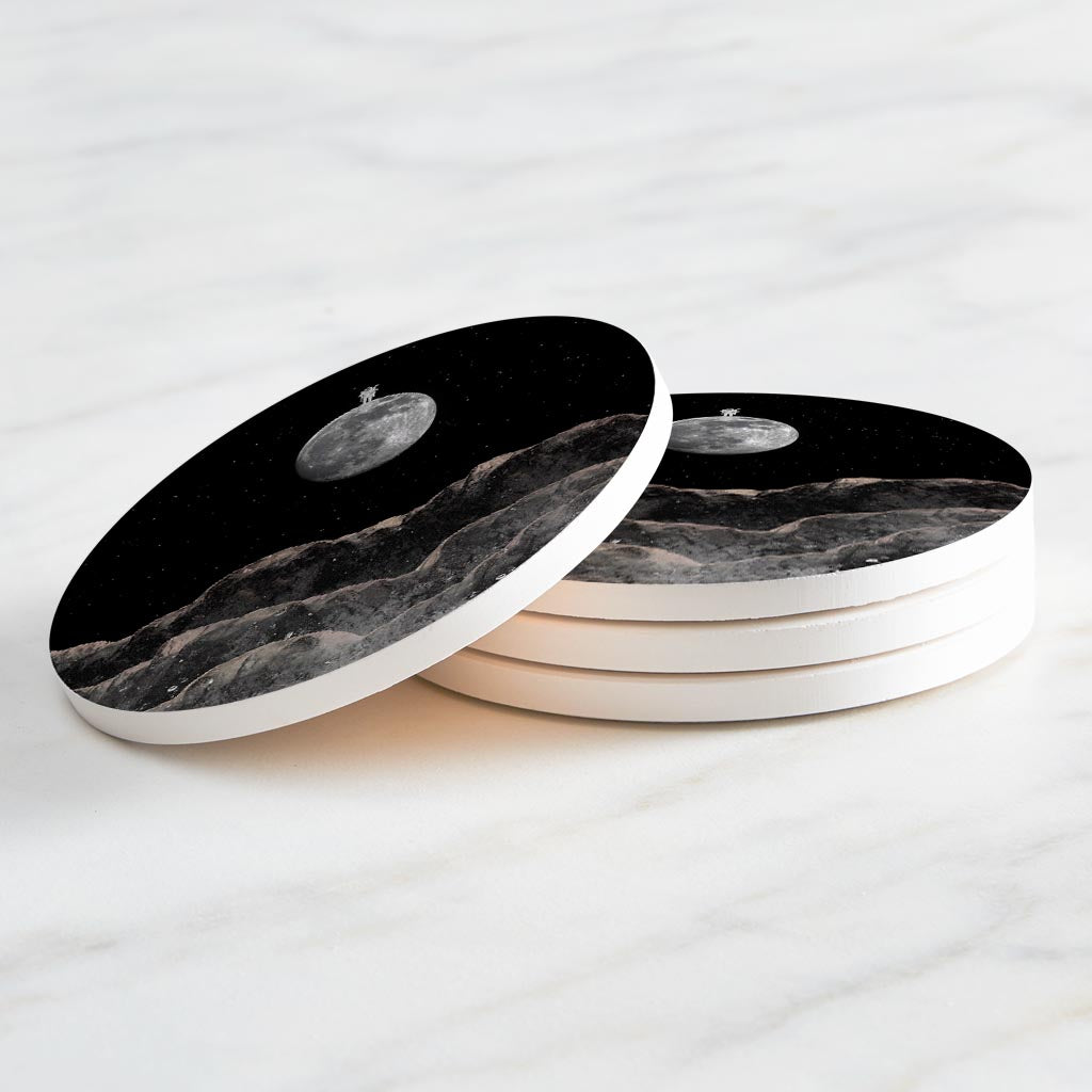 Tiny Moon Man | Absorbent Coasters | Set of 4 | Min 2